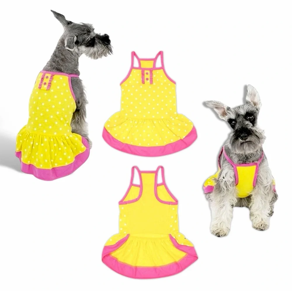 Vibrant Life Yellow Polka Dot Dog Dress
